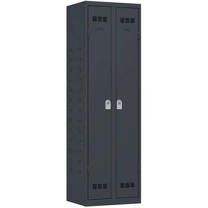 Svařovaná skříň víceúčelová Vinco, 2 oddíly, 600 mm, cylindrický zámek, antracit/antracit