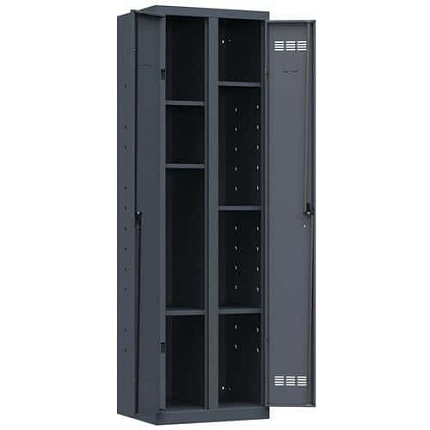 Svařovaná skříň víceúčelová Vinco, 2 oddíly, 600 mm, otočný uzávěr, antracit/antracit