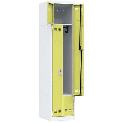 Svařovaná šatní skříň Vinco, dveře Z, 2 oddíly, cylindrický zámek, šedá/zelená