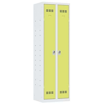 Svařovaná skříň víceúčelová Vinco, 2 oddíly, 600 mm, otočný uzávěr, šedá/zelená