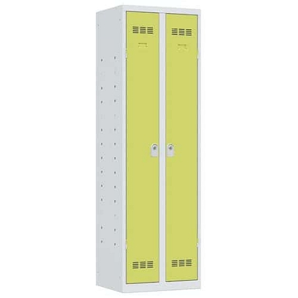 Svařovaná skříň víceúčelová Vinco, 2 oddíly, 600 mm, cylindrický zámek, šedá/zelená