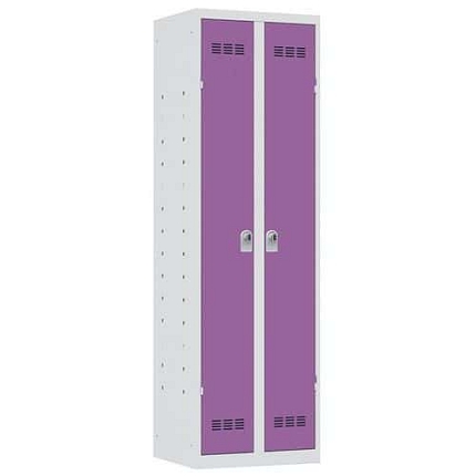 Svařovaná skříň víceúčelová Vinco, 2 oddíly, 600 mm, otočný uzávěr, šedá/fialová