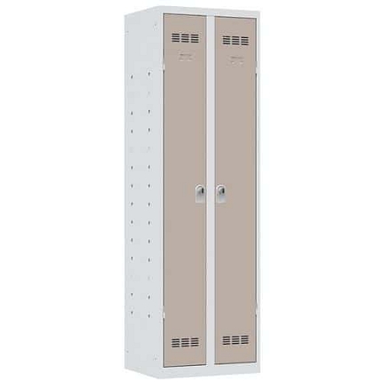 Svařovaná skříň víceúčelová Vinco, 2 oddíly, 600 mm, otočný uzávěr, šedá/hnědá