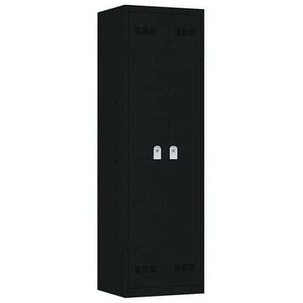 Svařovaná skříň víceúčelová Vinco, 2 oddíly, 600 mm, cylindrický zámek, černá/černá