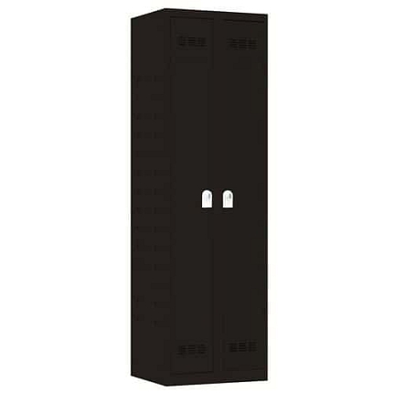 Svařovaná skříň víceúčelová Vinco, 2 oddíly, 600 mm, otočný uzávěr, černá/černá