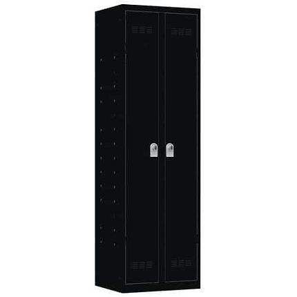 Svařovaná skříň víceúčelová Vinco, 2 oddíly, 600 mm, otočný uzávěr, černá/černá