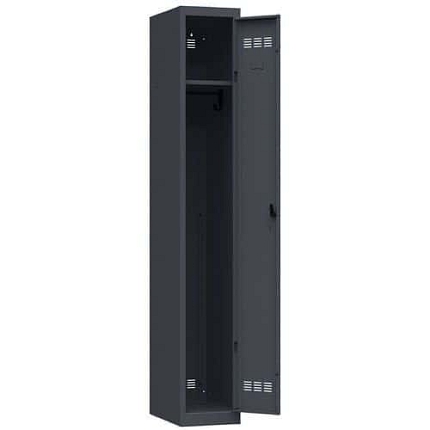 Svařovaná šatní skříň Vinco, 1 oddíl, 300 mm, otočný uzávěr, antracit/antracit