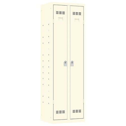 Svařovaná skříň víceúčelová Vinco, 2 oddíly, 600 mm, cylindrický zámek, béžová/béžová