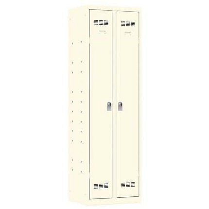 Svařovaná skříň víceúčelová Vinco, 2 oddíly, 600 mm, otočný uzávěr, béžová/béžová