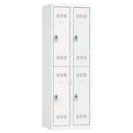 Svařovaná šatní skříň Vinco, 2 sloupce, 4 boxy, 300 mm, otočný uzávěr, šedá/šedá