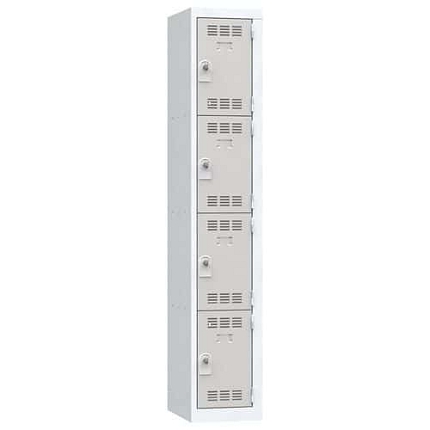 Svařovaná šatní skříň Vinco, 1 sloupec, 4 boxy, 300 mm, otočný uzávěr, šedá/šedá