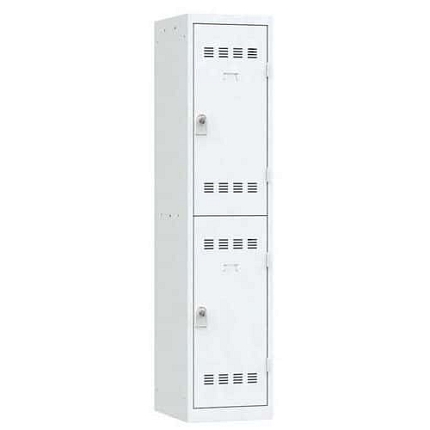 Svařovaná šatní skříň Vinco, 1 sloupec, 2 boxy, 400 mm, otočný uzávěr, šedá/šedá