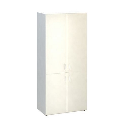 Vysoká široká skříň Alfa 500, 178 x 80 x 47 cm, s dvířky, dezén bílá