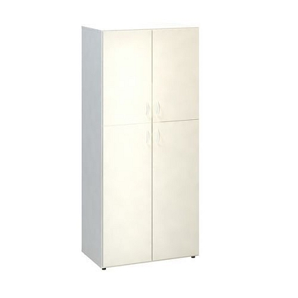 Vysoká široká skříň Alfa 500, 178 x 80 x 47 cm, s dvířky, dezén bílá