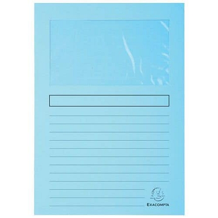 Složky na dokumenty Super s okénkem 160 g/m2, balení 100 ks, 22x31 cm, světle modrá