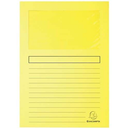 Složky na dokumenty Super s okénkem 160 g/m2, balení 100 ks, 22x31 cm, kanárkově žlutá