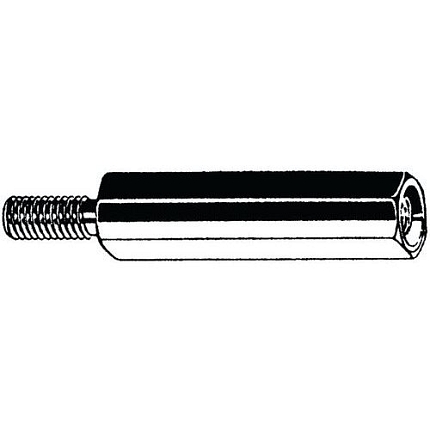 Distanční sloupek s vnitřním závitem a vnějším závitem, typ H1202 Automatová ocel Pravý Pozinkované |6| M2,5X10X3