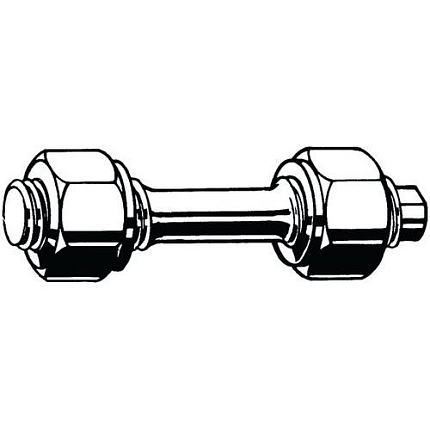 Svorník se zúžením a 2 šestihrannými maticemi DIN 2510 L/NF Ocel C35E+QT (1.1181)/C35E+QT (1.1181) Pravý Bez PU YK/YK M16X80