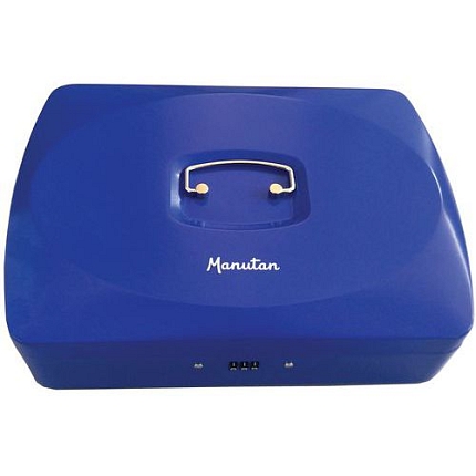Přenosná pokladna s kódovým zámkem Manutan Expert, 9 přihrádek, modrá