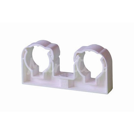 Příchytka dvojitá se třmenem 2x15mm bílá UNI, závit M6, 50ks