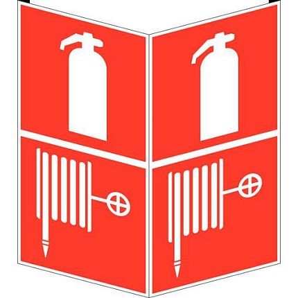 Požární bezpečnostní značka – „Hasicí přístroj a požární hadice“ , PVC, úhlová