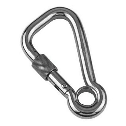 Karabina asymetrická, s pojistnou maticí a očnicí Nerezocel A4 6X60MM