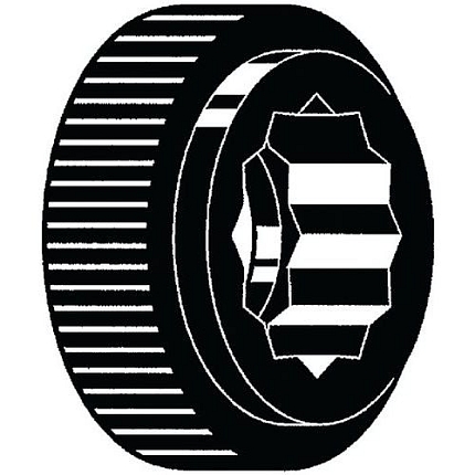 Nízký rýhovaný knoflík pro šestihranné šrouby a matice Plast Polyoxymetylén tenký M8X36x10