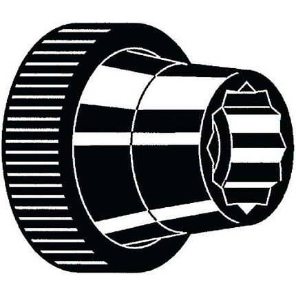 Vysoký rýhovaný knoflík pro šestihranné šrouby a matice Plast Polyoxymetylén vysoký M8X36x23