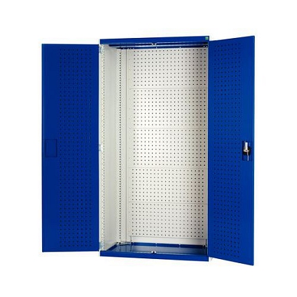 Dílenská skříň s perfo panely pro držáky na nářadí/nářadí, 200 x 105 x 65 cm, šedá-modrá