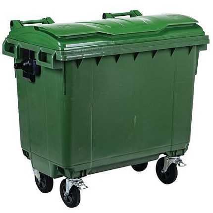 Plastová venkovní popelnice Manutan Expert, objem 660 l, zelená