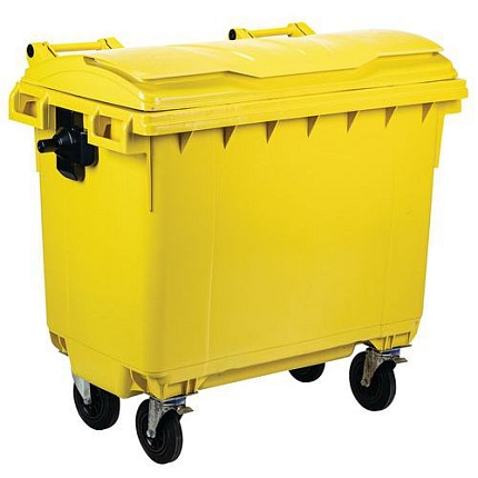 Plastová venkovní popelnice Manutan Expert, objem 660 l, žlutá