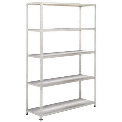 Kovový regál Rapid 2, 198 x 152,5 x 61 cm, 110 kg/police, 5 ocelových panelů, pozink