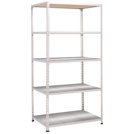 Kovový regál Rapid 2, 198 x 91,5 x 30,5 cm, 135 kg/police, 5 ocelových panelů, pozink