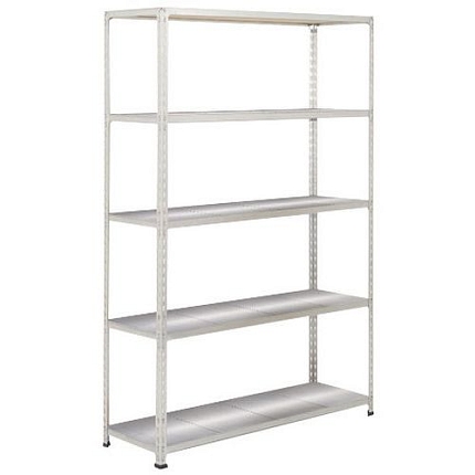 Kovový regál Rapid 2, 198 x 122 x 61 cm, 125 kg/police, 5 ocelových polic, pozink