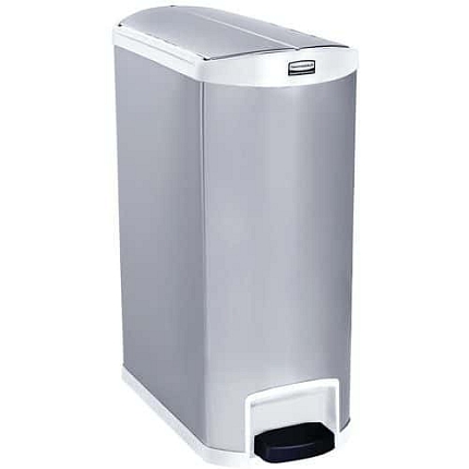 Odpadkový koš Slim Jim Step On End Step 90 l z matné nerezové oceli, bílý