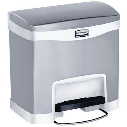 Odpadkový koš Slim Jim Step On End Step 15 l z matné nerezové oceli, bílý
