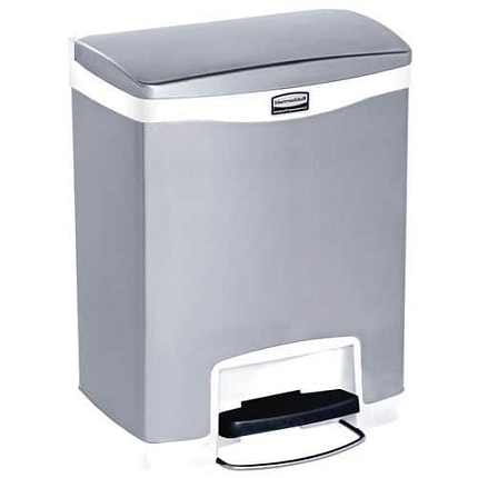 Odpadkový koš Slim Jim Step On End Step 30 l z matné nerezové oceli, bílý
