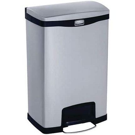 Odpadkový koš Slim Jim Step On End Step 50 l z matné nerezové oceli, černý