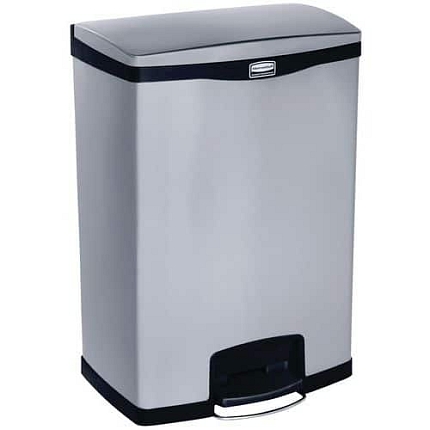 Odpadkový koš Slim Jim Step On End Step 90 l z matné nerezové oceli, černý