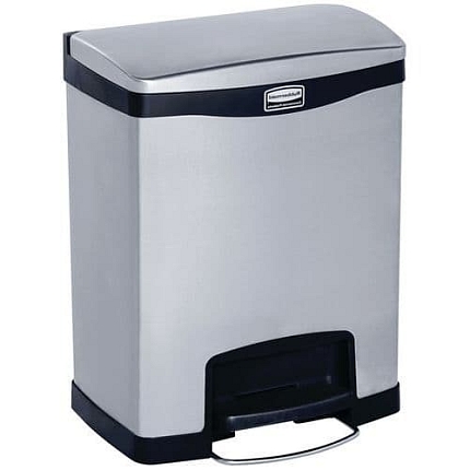 Odpadkový koš Slim Jim Step On End Step 30 l z matné nerezové oceli, černý