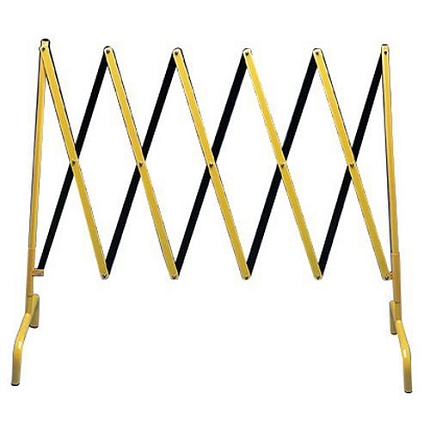Kovová mobilní zábrana skládací Martin, délka max. 2850 mm, žlutá/černá