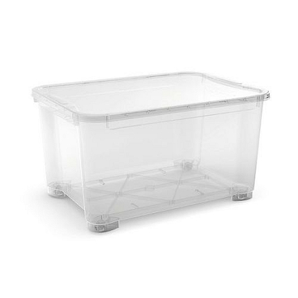 Plastový úložný box s víkem, průhledný, 145 l