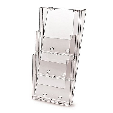 Nástěnný plexi zásobník na letáky JD11, 3 kapsy na výšku, A4