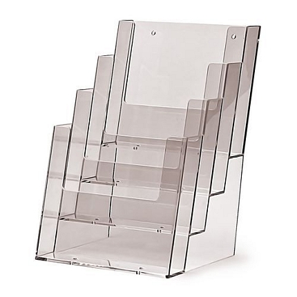 Plexi zásobník na letáky JD22, 4 kapsy na výšku, A5