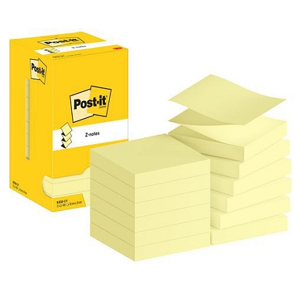 Bločky samolepicí Post-it® Z-Notes, žluté, 76×76 mm