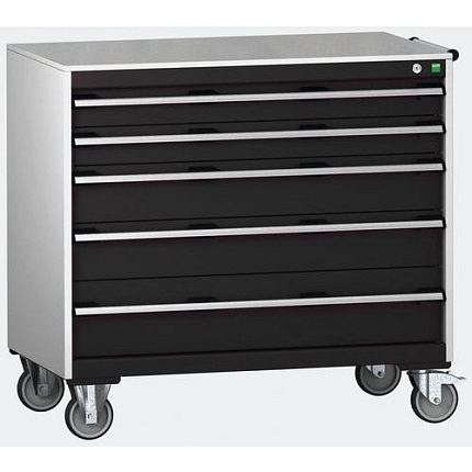 Mobilní zásuvková skříň Bott Cubio, 99 x 105 x 65 cm, 5 zásuvek, linoleum, šedá-antracit