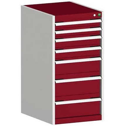 Dílenské zásuvkové skříně Bott Cubio, 100 x 52,5 x 52,5-65 cm, 7 zásuvek