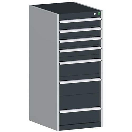 Dílenská zásuvková skříň Bott Cubio, 120 x 52,5 x 52,5 cm, 7 zásuvek, šedá-antracit