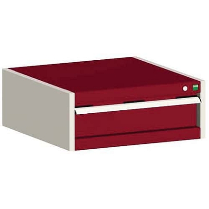 Dílenská zásuvková skříň Bott Cubio, 25 x 65 x 52,5 cm, 1 zásuvka, šedá-červená