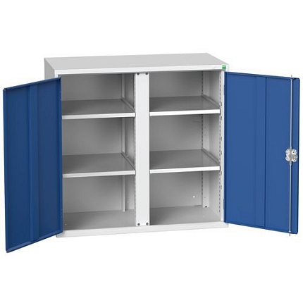 Kovová skříň pro údržbu Bott Verso, 100 x 105 x 55 cm, 4 police, šedá-modrá